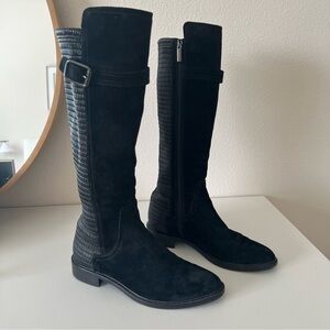 Black Knee-High Women's Suede Boots
